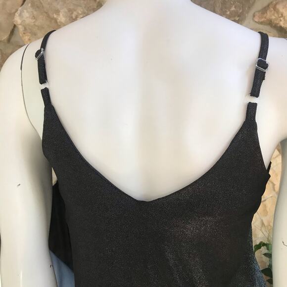 Deborah Viereck Black Metallic Adjustable Strap V-Neck Sleeveless Tank Size XS - Picture 4 of 9